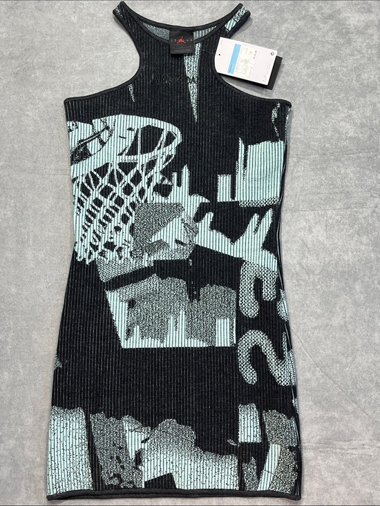 Jordan Dresses & Skirts - Jordan Women’s Graphic Knit Bodycon Mini Dress Black Aqua NWT M $130